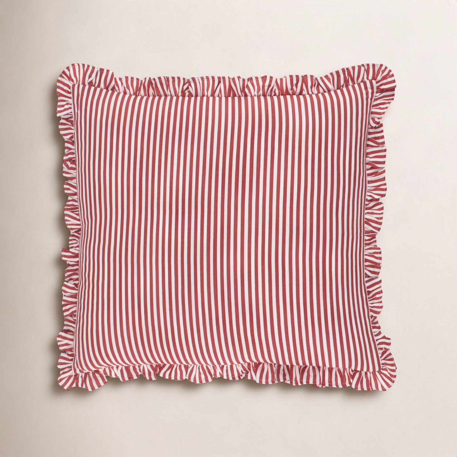 Aneatra Pillow Cover, 20"H x 20"W, Pillow Cover Only - No Insert, Red Striped