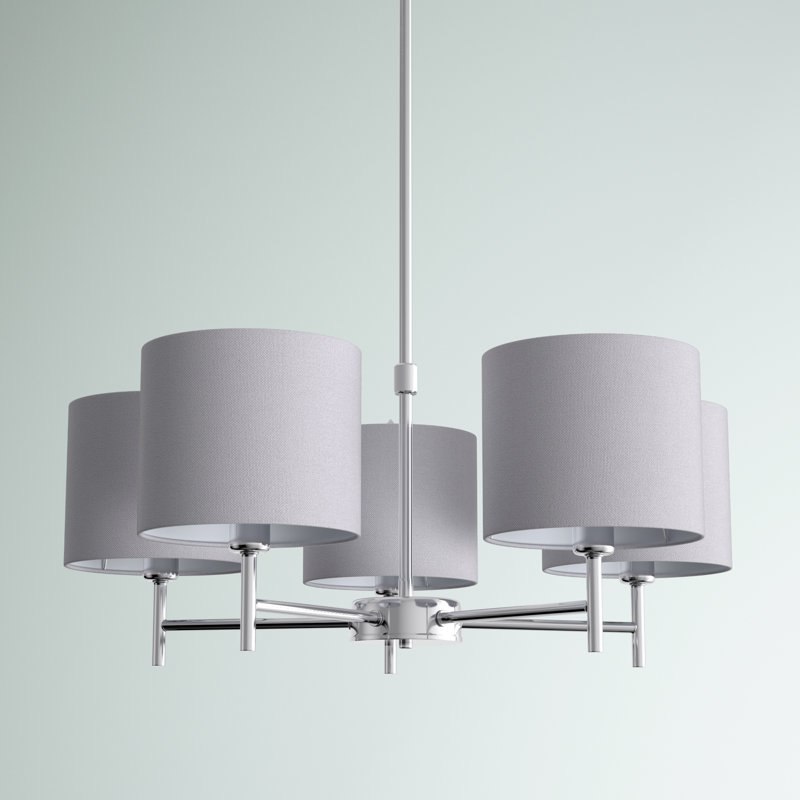 Broseley 5 - Light Shaded Chandelier, Silver, Grey