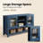 53" Mid-Century Storage Sideboard Cabinet with 2 Glass Doors & 3 Shelves, Coffee Bar Buffet for Living Room, Kitchen, Entryway-1399310767