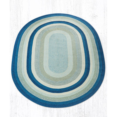 Tapis de zone tressée bleu/taupe/ivoire aéré