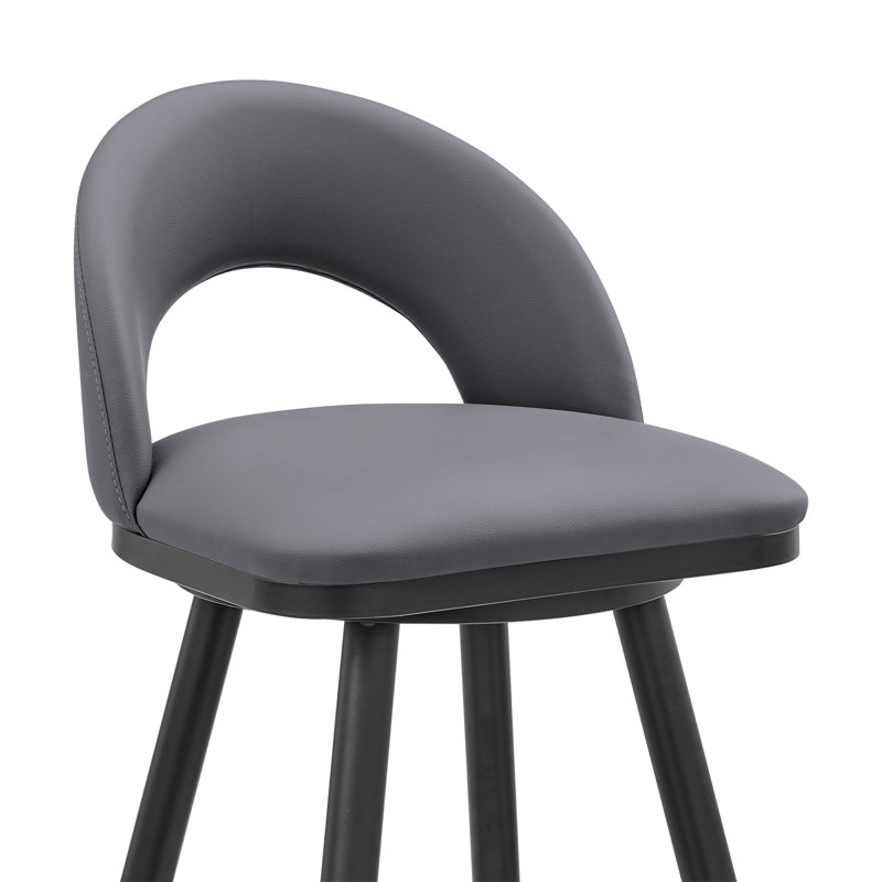 Blaydon Swivel Upholstered Counter Stool with Metal Frame, Black/Gray, Counter Stool (26" Seat Height)