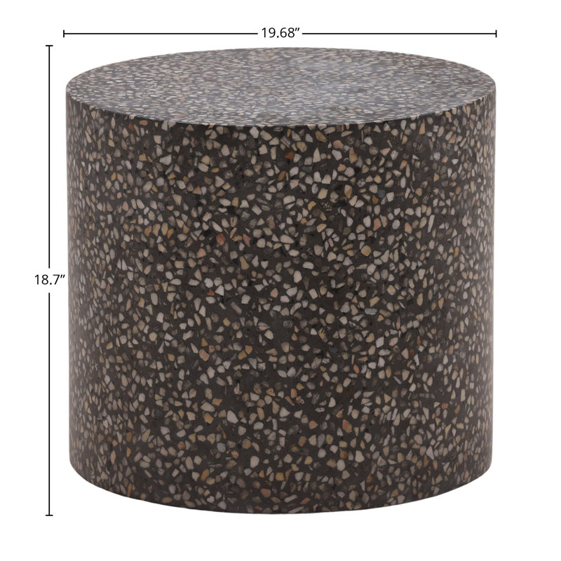Bravo Concrete Terrazzo Outdoor Side Table, Black