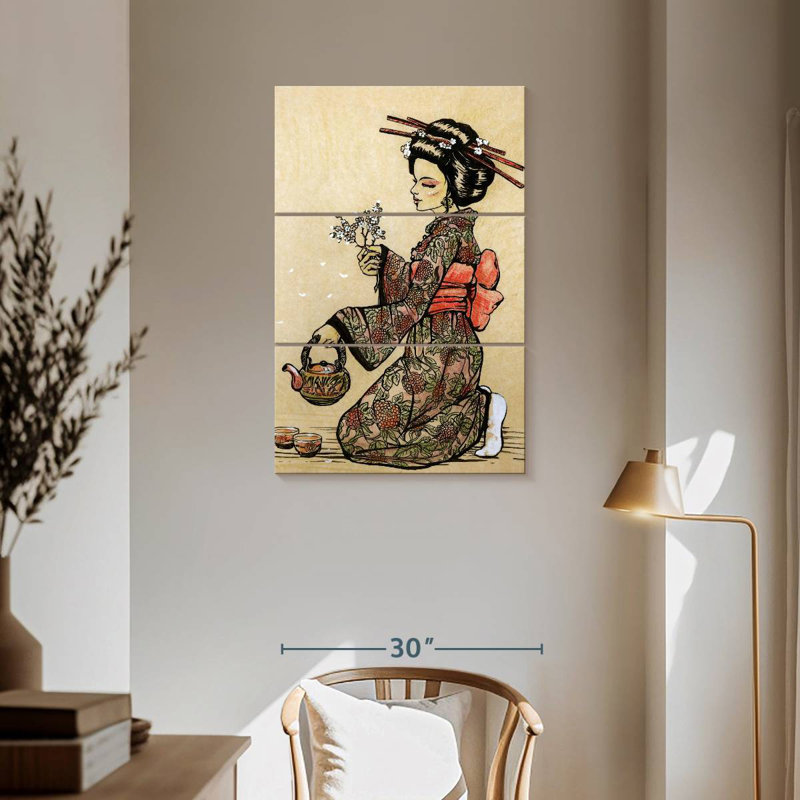 Leisha Geisha Serving Tea, 57" H x 36" W