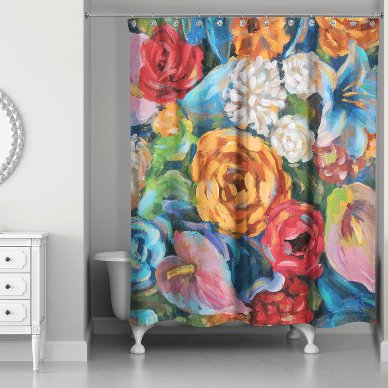 Rideau de douche simple floral Olea