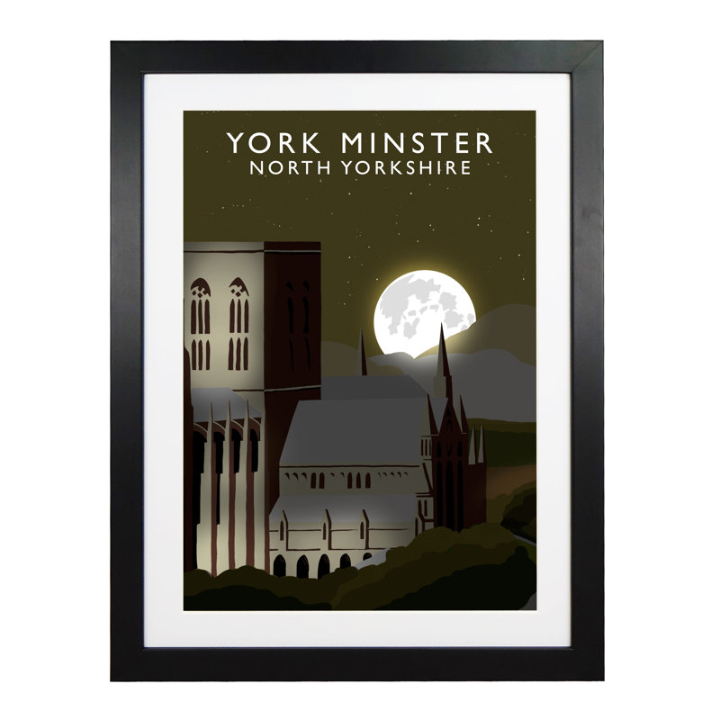 York Minster 2 Night by Richard O'Neil - Print, Black Wood Frame, 43.5 cm H x 33.5 cm W x 2.2 cm D
