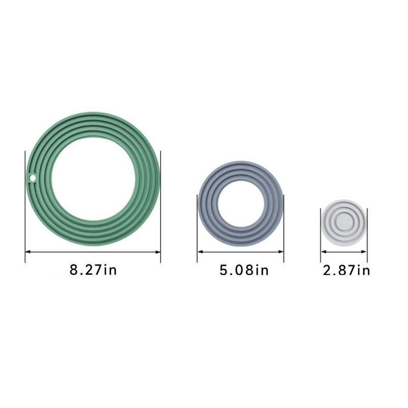 Tapis de sol en silicone 3 en 1 détachables, Green/Grey/White