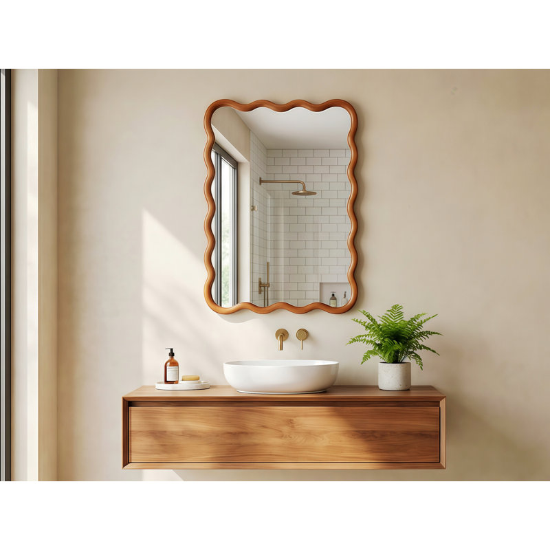Miroir décoratif rectangulaire en bois, Brun