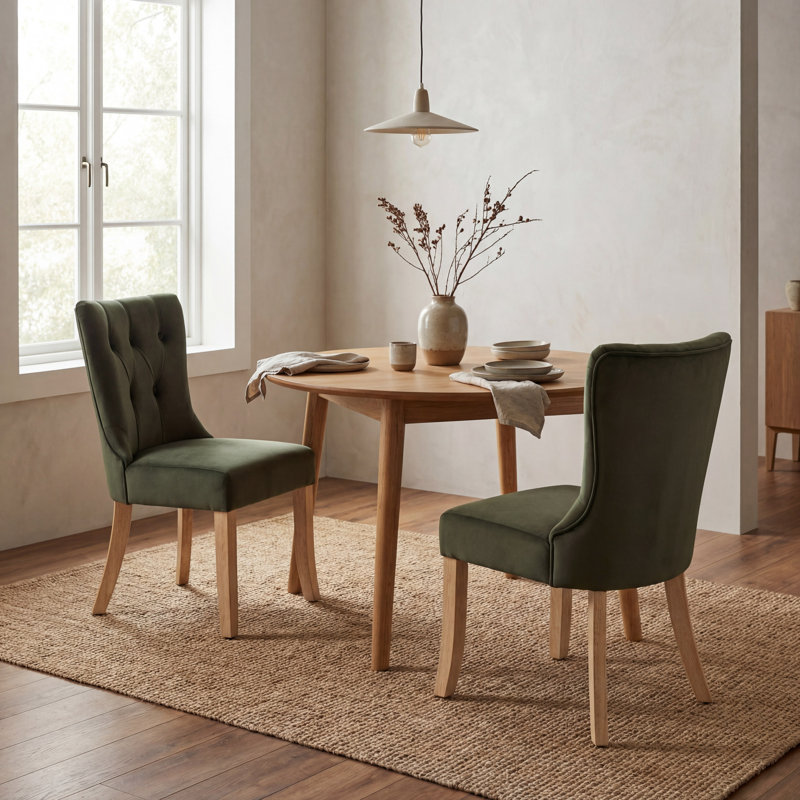 Chaise rembourrée Robbie Dutton, Velours vert foncé