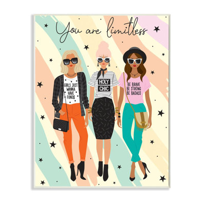 " Fashionista Friends with Female Glam Phrases " Graphic Art Print