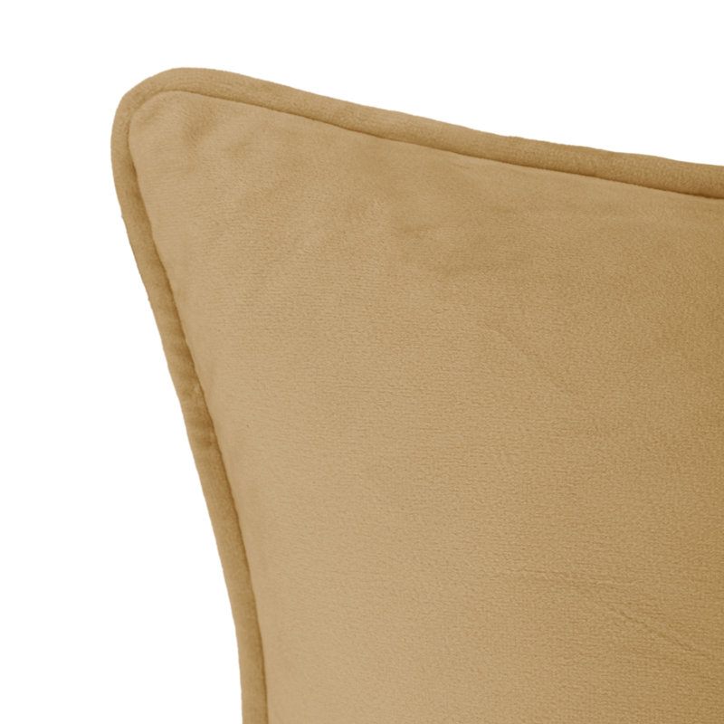  Square Velvet Pillow Cover & Insert, Light Gold, 13" x 19"