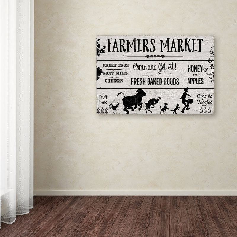 'Farmers Market 2' Textual Art on Wrapped Canvas, 12" H x 19" W