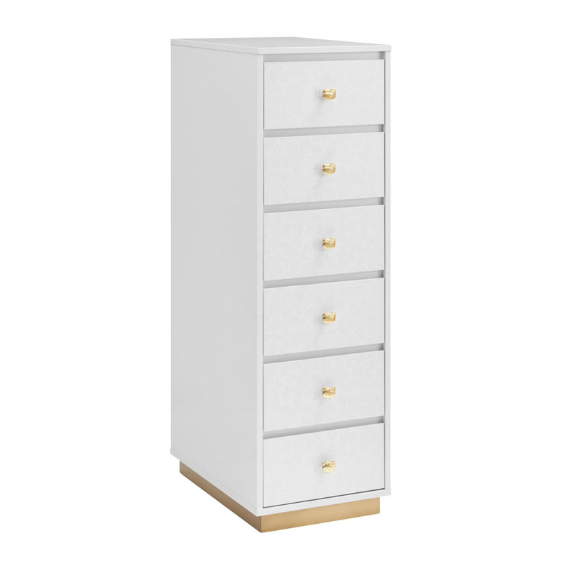 Hello Kitty SlayStation 6 Drawer with All Over Hello Kitty Pattern Front Panels Makeup Vanity Storage Unit, White Gold