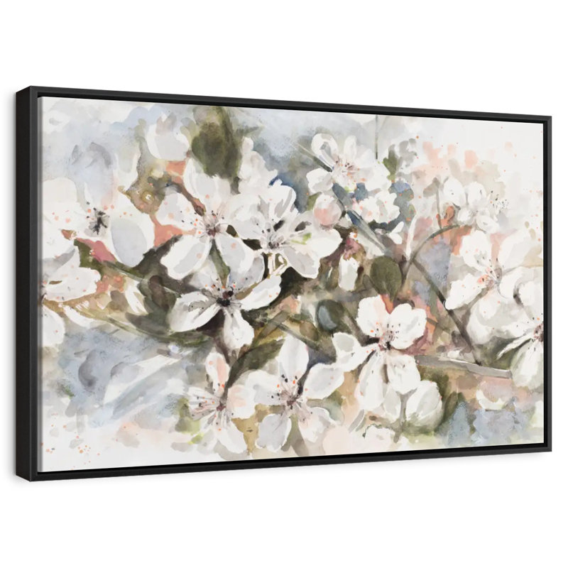 Fleur de pêche douce, Cadre flottant noir, 13 po x 9 po