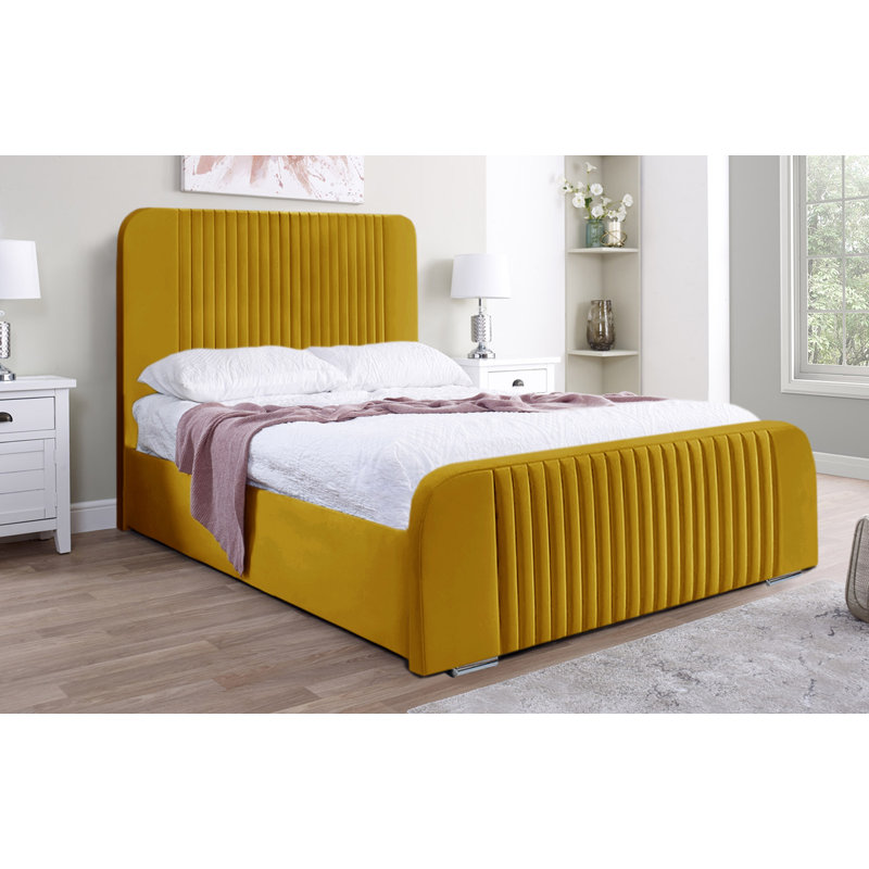 Bledi Upholstered Bed, Double (4'6), Turmeric