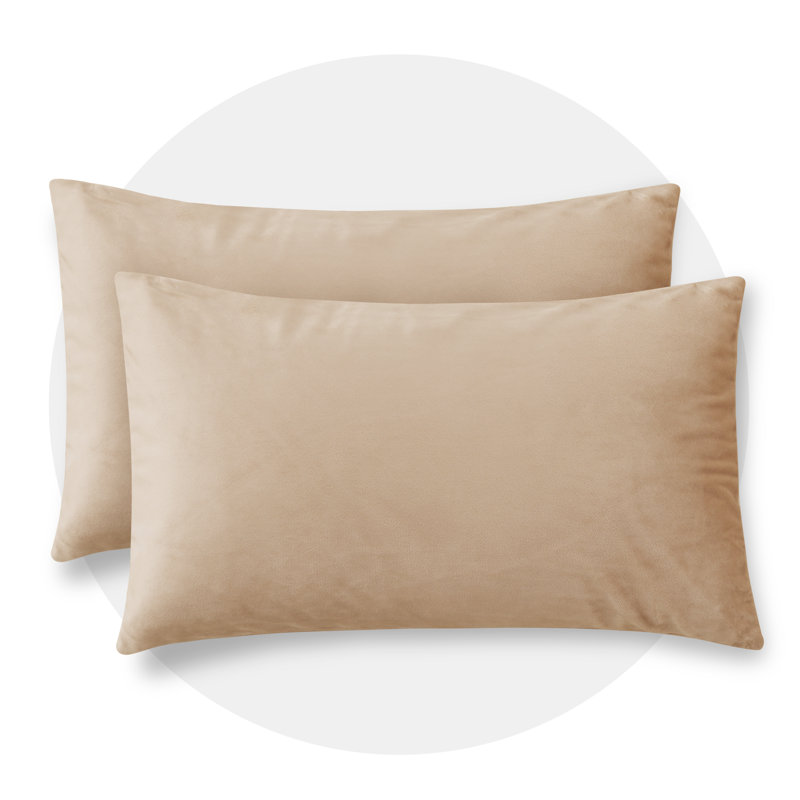 Rectangular Velvet Pillow Cover, Light Khaki