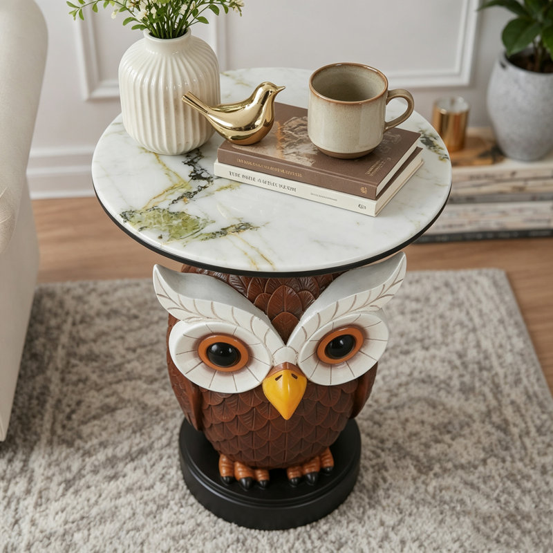 Tables d'appoint de table d'appoint, Brown + Antique White-Owl