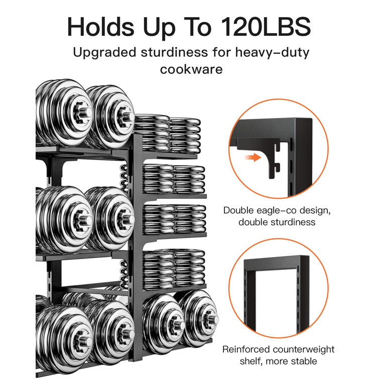 ORDORA Pots and Pans Organizer: Rack for Cabinet, 8-Tier Heavy Duty 120LBS  Pots Pans Organizer Rack under Cabinet Adjustable for Dutch Ovens