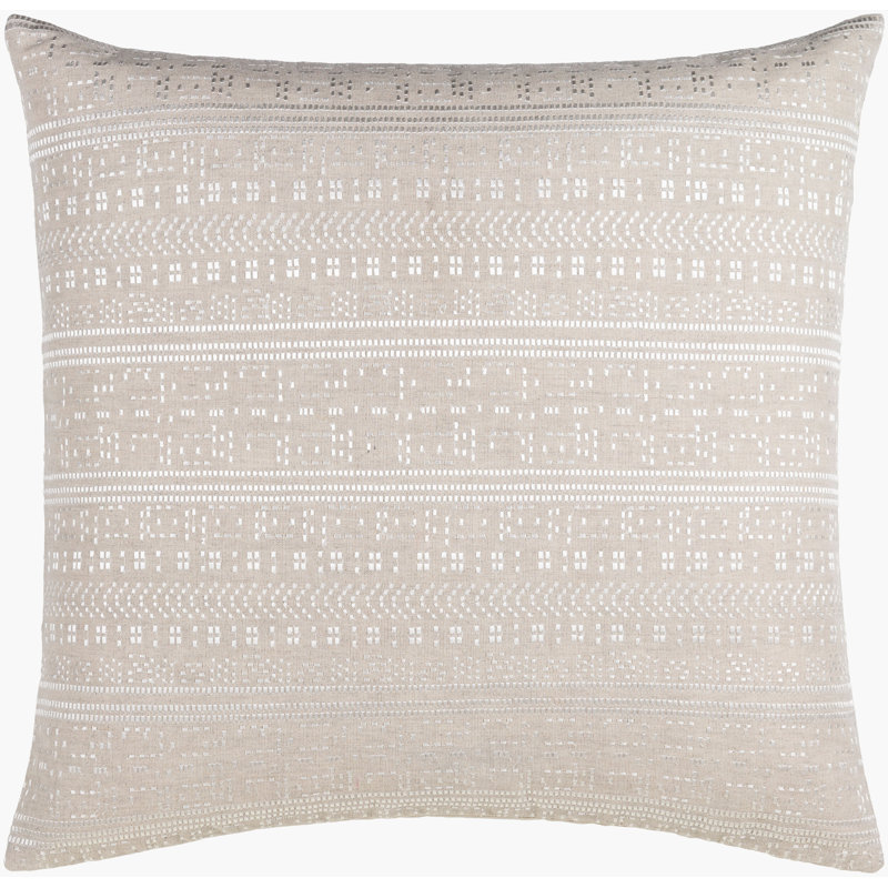 Theodore Accent Pillow, Down, Beige/Off White Geometric, 22"H x 22"W