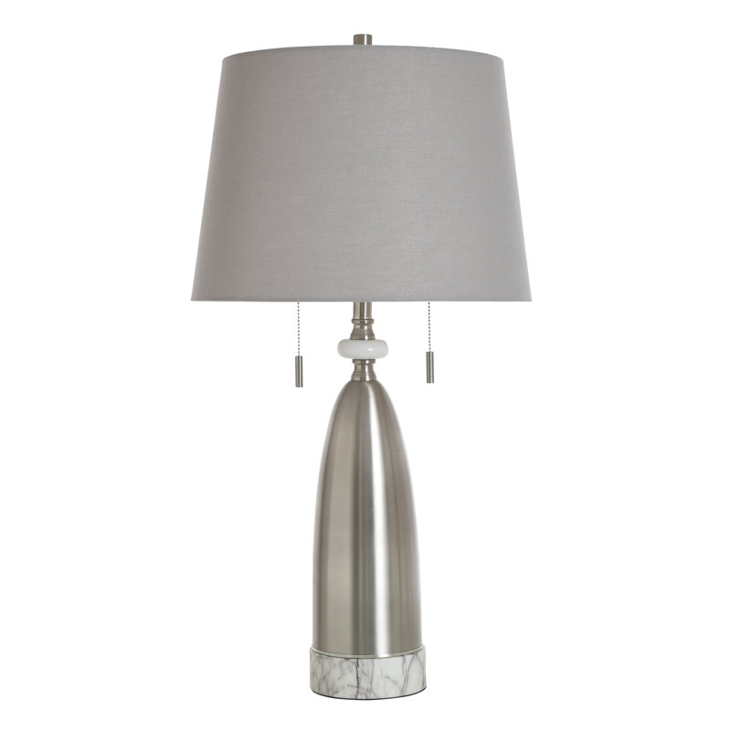 Steel Table Lamp - Dakota Silver - Gray Shade