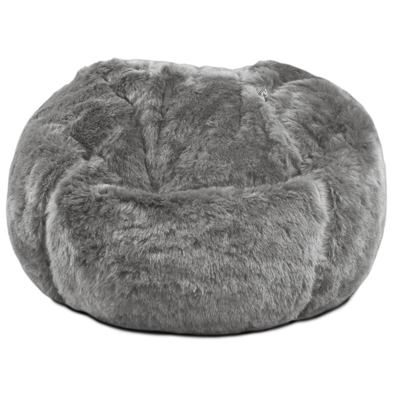 Mini Faux Fur Beanbag, Grey