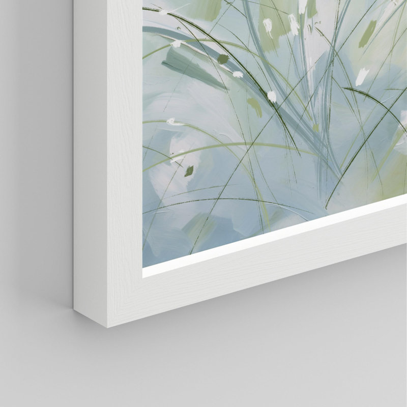 «Verdure abstraite et coup de pinceau» sur, Blanc, H 14 po x l 11 po