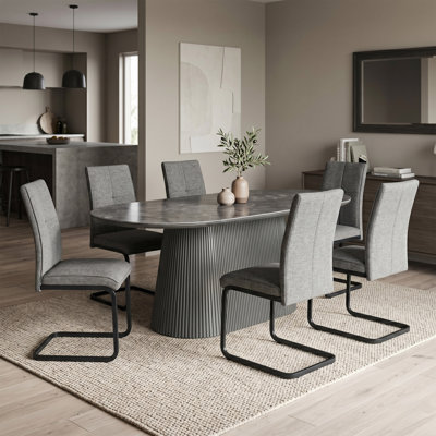 Decie Oval Stone Top Dining Table