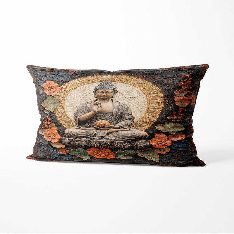 Coussin Buddha Sacred Legacy Of Buddhism, H 12 po x l 20 po