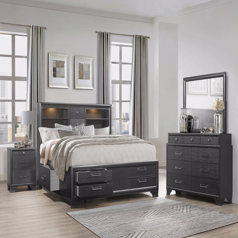 Table de chevet grise, Gris