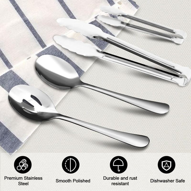 Elegant Stainless Steel 12-Piece Serving Utensil Set with Storage Case