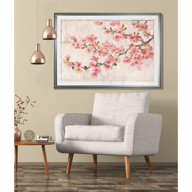 «Cherry Blossom Composition I», reproduction, H 20 po x l 24 po x P 1,5 po, Cadre argenté