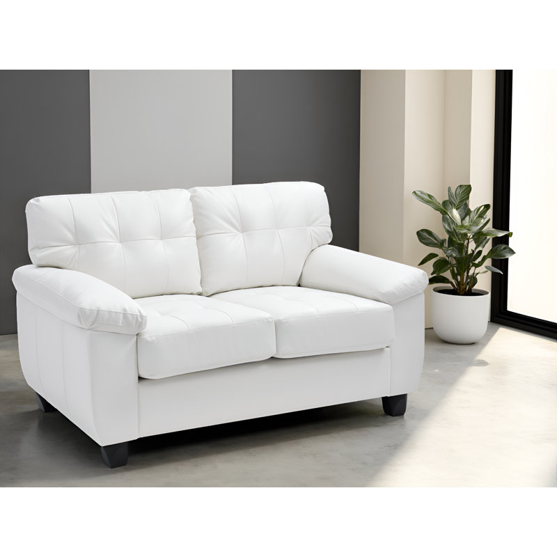 Rimouski Faux Leather Loveseat, White