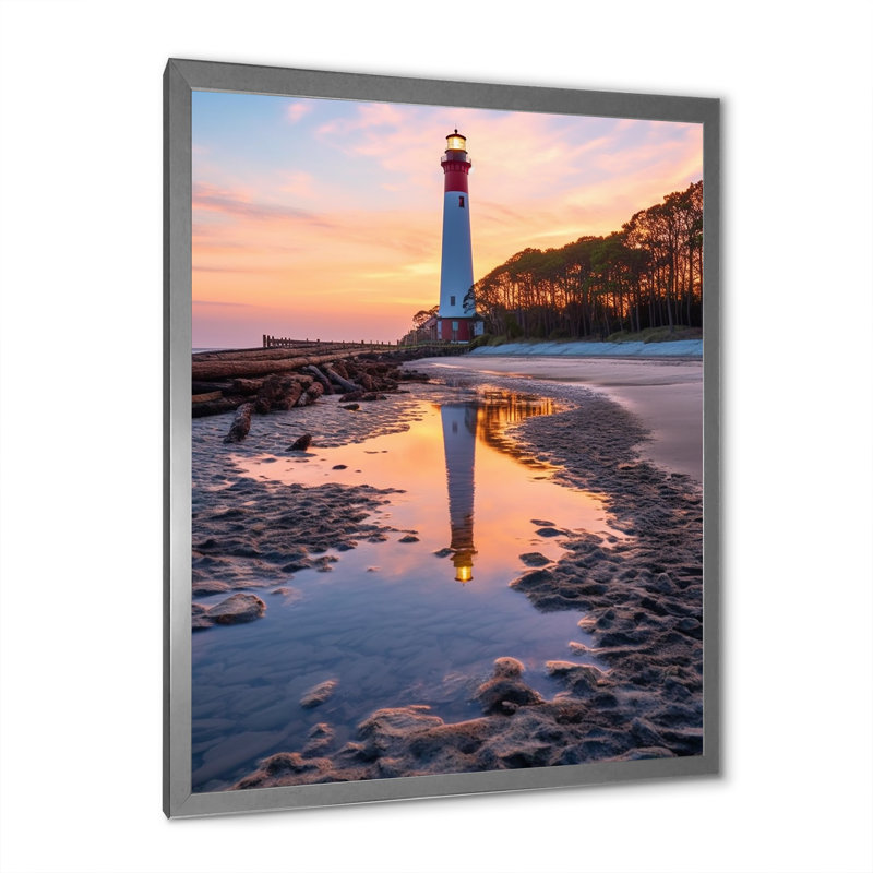 Phare, île de chasse, Caroline du Sud, reproduction sur toile, H 44 po x l 34 po x P 1,5 po, Cadre photo argenté