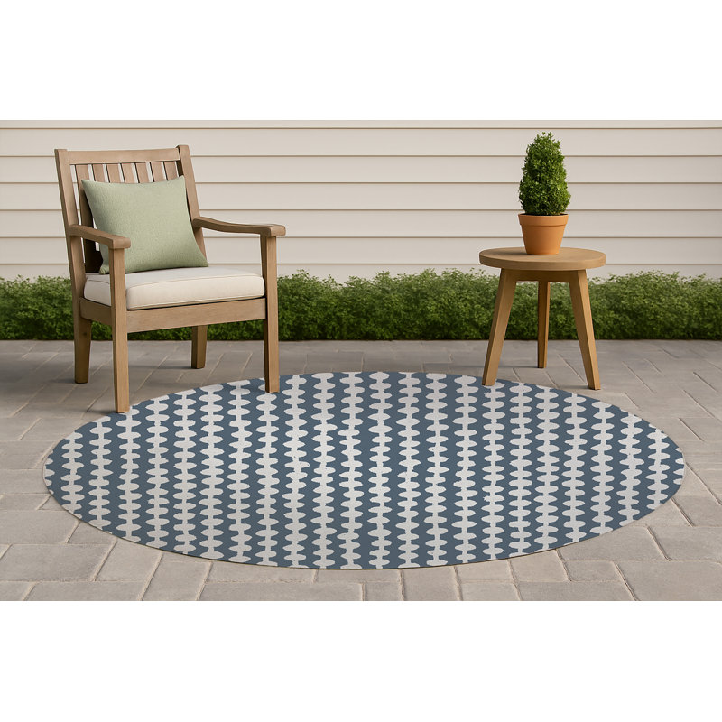 Dot Tied Non-Slip Outdoor Rug, Round 5'