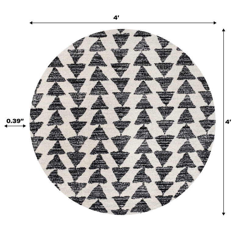 Tapis crème / noir Farnham, Rond 4 pi