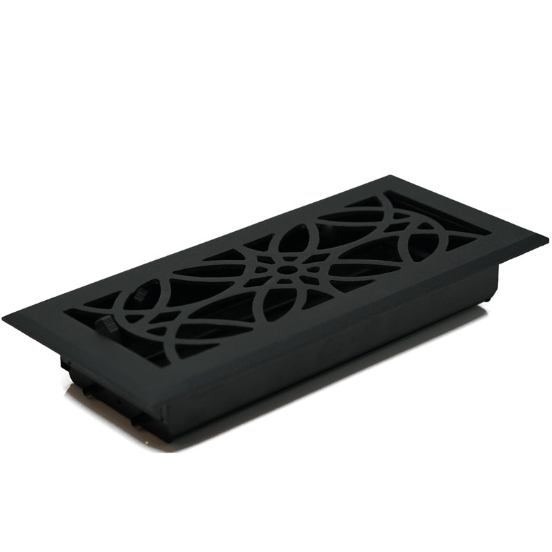 Registre de fixation en métal pour plancher / mur, Noir, L 10 po x l 4 po x H 2,75 po