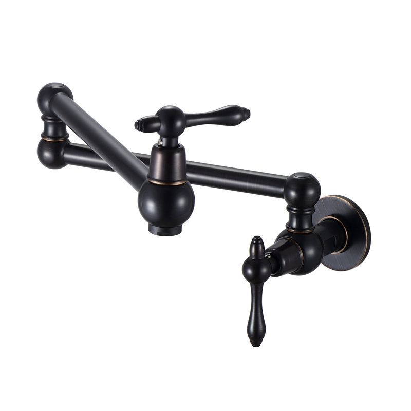 Robinet remplisseur de pot - Robinet d'évier de cuisine mural pliant extensible avec deux poignées, bronze huilé