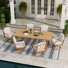 Ensemble repas rectangulaire en aluminium pour 6 personnes avec trou pour parasol et coussins Arcadia