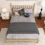 Wood Frame Queen Size Platform Bed With Gourd Shaped Headboard-1025826354