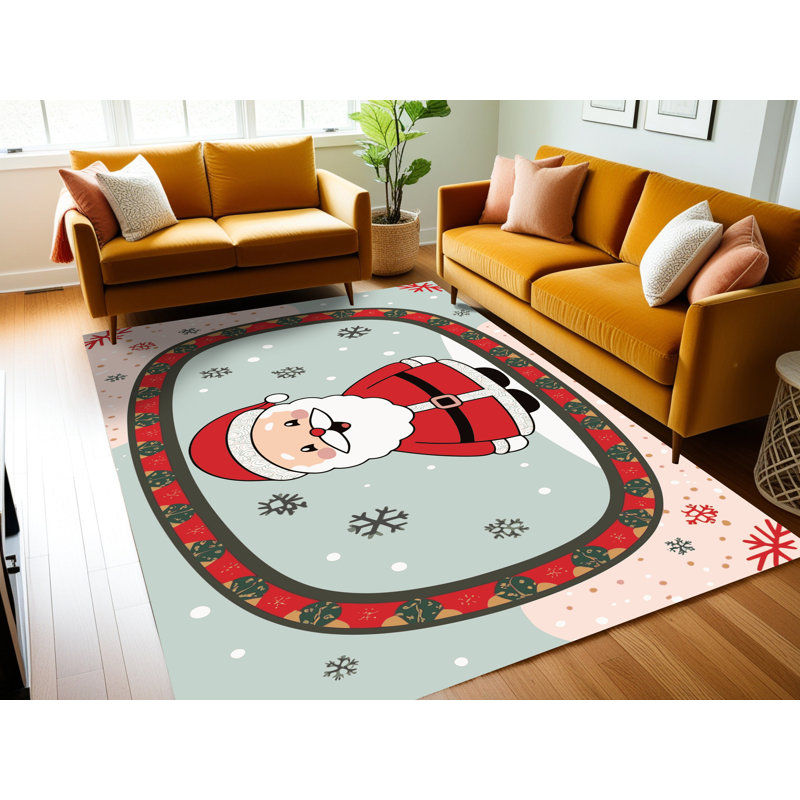Tapis de vacances d'hiver de Noël lavable The Holiday Aisle®, Rectangle 7 pi x 9 pi