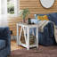 Table de bout Huspon 24 po avec station de charge et tablette de rangement, petite table d'appoint avec 2 ports USB et 2 prises de courant-1925180307