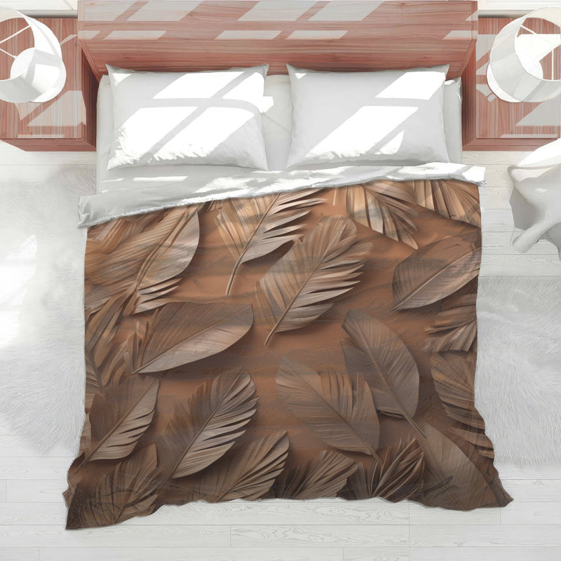 Brown Palm Leaves Comforter, Twin Extra Long
