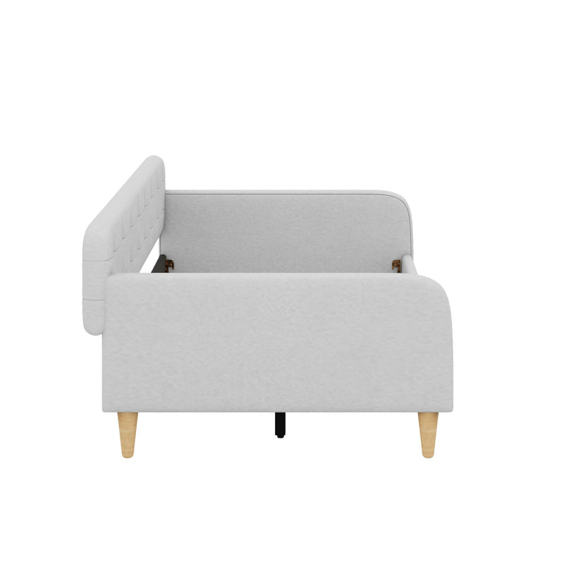 Lit de jour rembourré avec 4 pieds de soutien, Beige, Lit simple