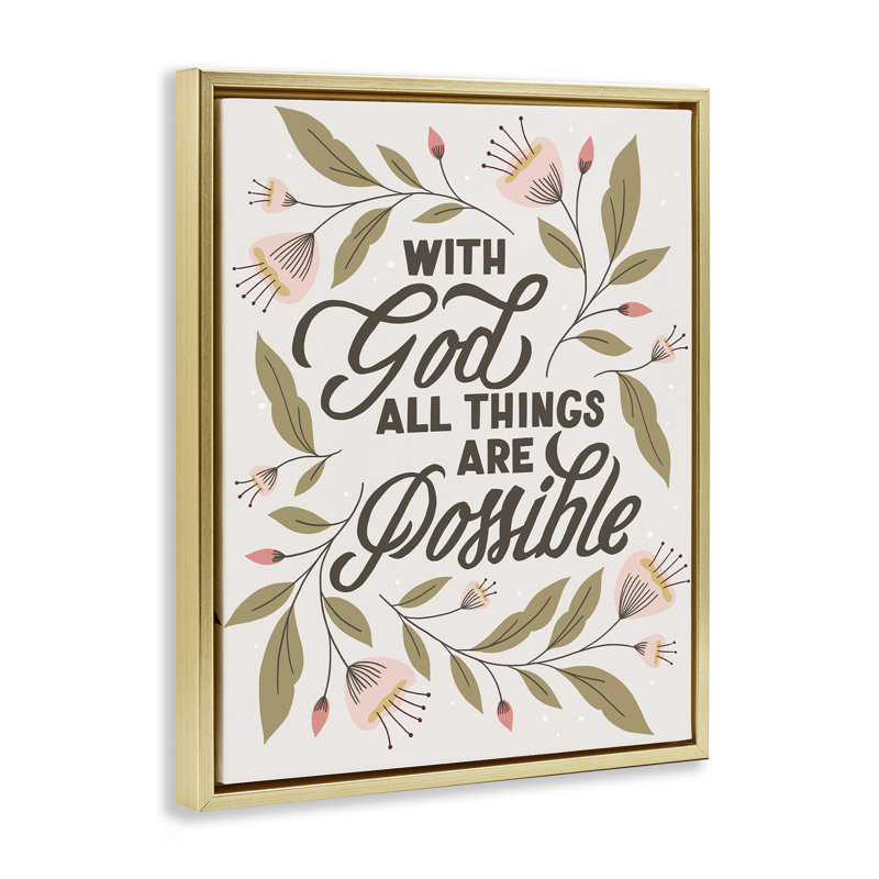 «All Things possible With God», art mural sur toile flottante, design par Muffin Grayson, H 31 po x l 25 po