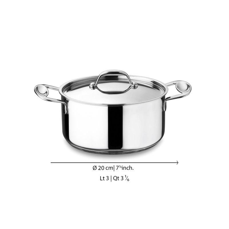 Mepra Casserole 2 H. with Lid Glamour Stone Stainless Steel, 2.75 Qt.
