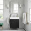 Meuble-lavabo mural 20 po avec lavabo en céramique, porte à motif de losanges, poignée dorée et tablettes latérales-783055272