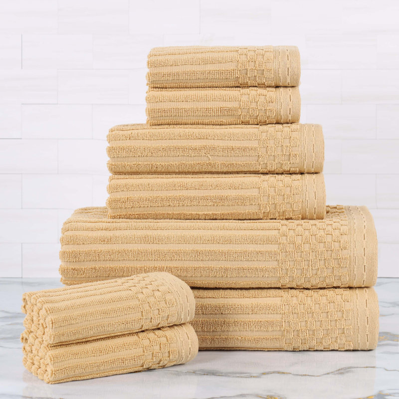 Collection de serviettes en coton Soho Spa, Doré, Ensemble de serviettes 8 pièces