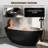 65" Matte Black Freestanding Solid Surface Bathtub-124971907