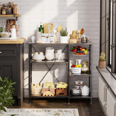 Baker’S Rack, Microwave Oven Stand With Bamboo Frame