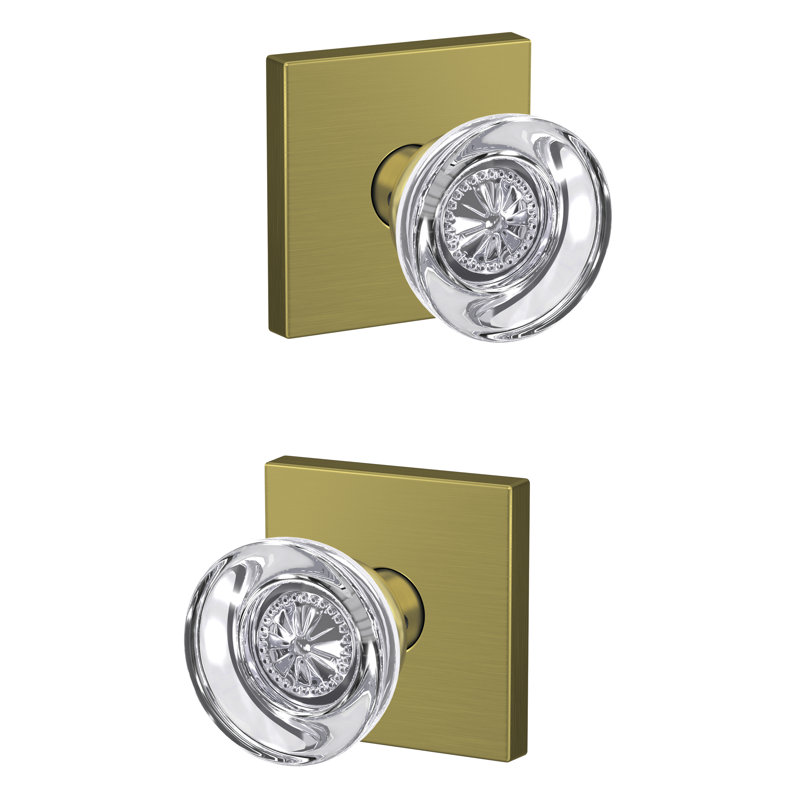 Custom Hobson Hall-Closet and Bed-Bath Glass Knob with Collins Trim, Aged Bronze