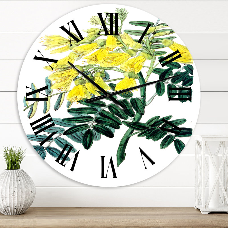 Vintage Yellow Flower II - horloge murale traditionnelle, Surdimensionné